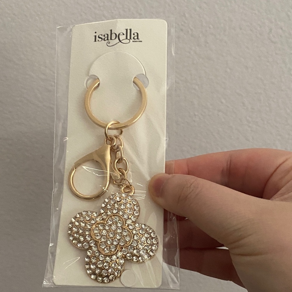 Isabella Gold Crystal Flower Key & Card Holder Charm Keyring